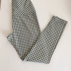 Glyder Yoga Pants Green and White Gingham Size MEDIUM